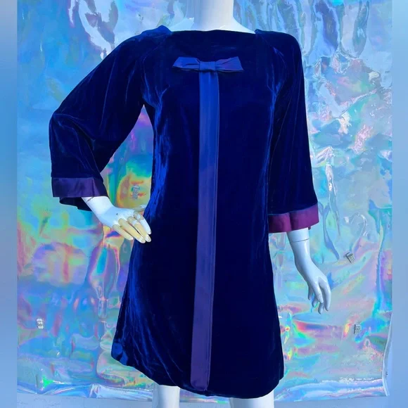 Vintage | Dresses | 6s Blue Velvet Dress Babydoll Dress With Accent Bow | Poshmark Vintage | Dresses | 6s Blue Velvet Dress Babydoll Dress With Accent Bow | Poshmark